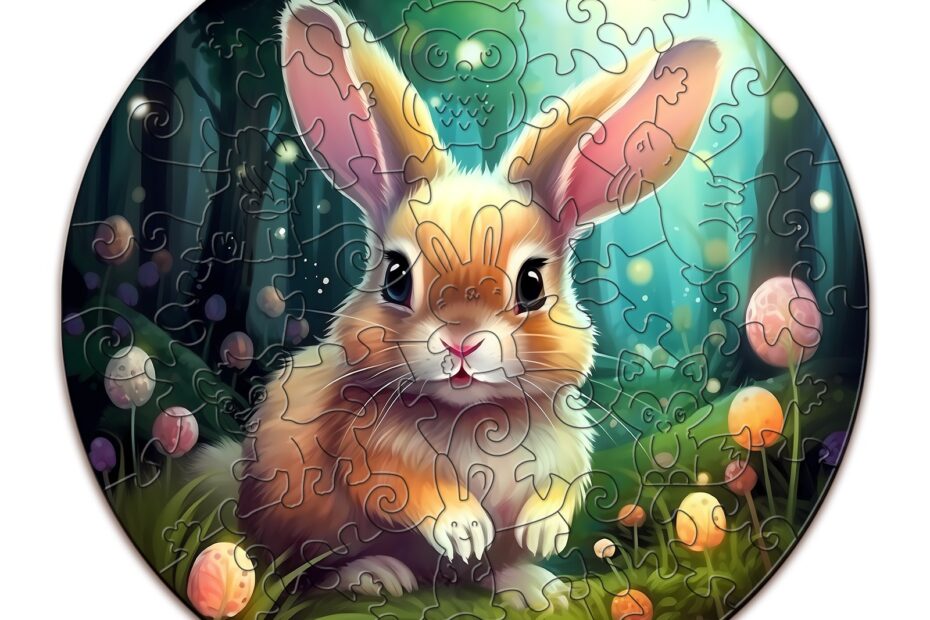Puzzle en bois pour enfants – Mignon lapin 66df90973ef9f