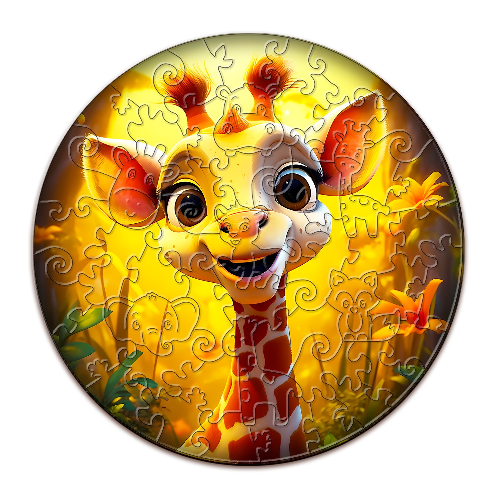 Puzzle en bois pour enfants-Girafe mignonne 66ed576cafbeb