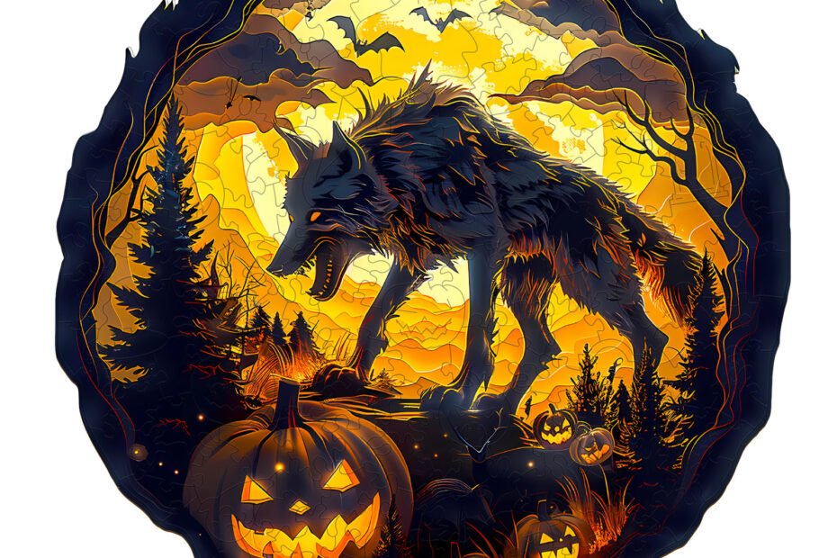 Puzzle en bois 3D Loup d’Halloween 66e05ec97f3d3