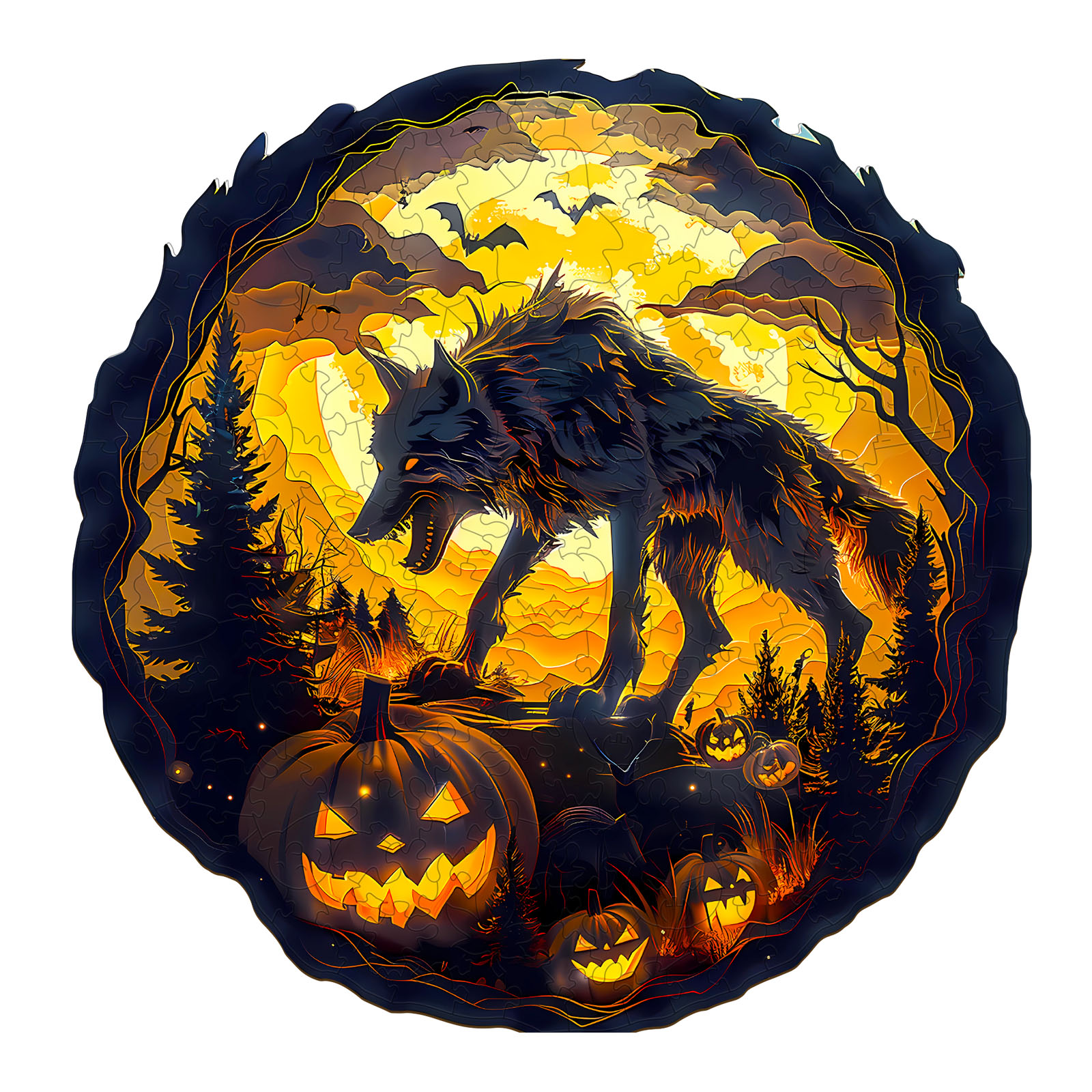 Puzzle en bois 3D Loup d’Halloween 66e05ec97f3d3