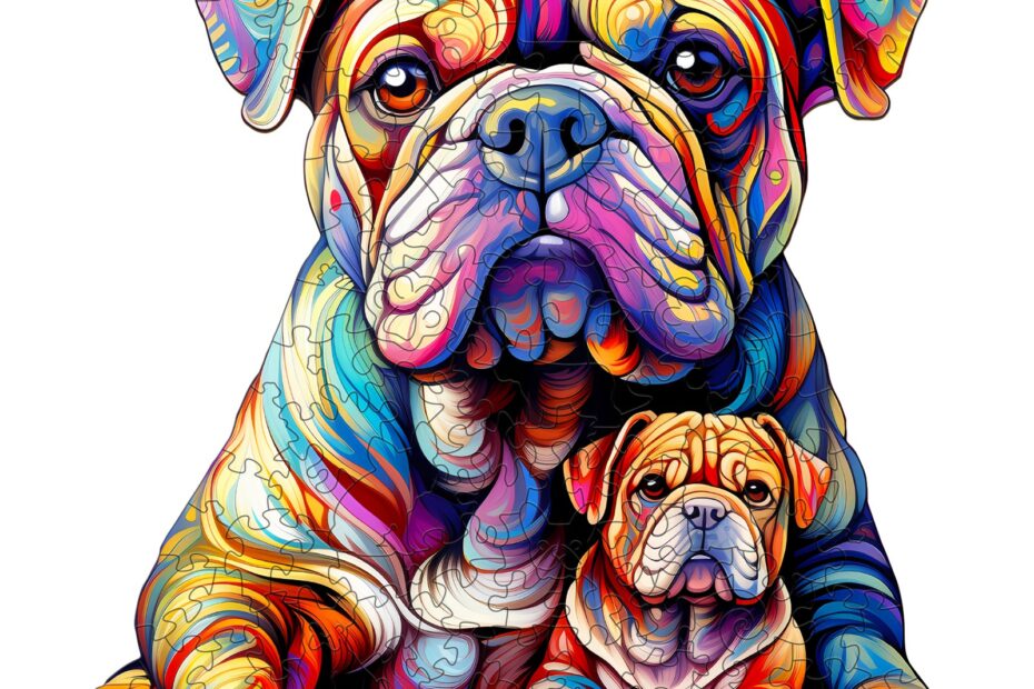 Puzzle en bois – Famille Bouledogue 2 66e07376186ab