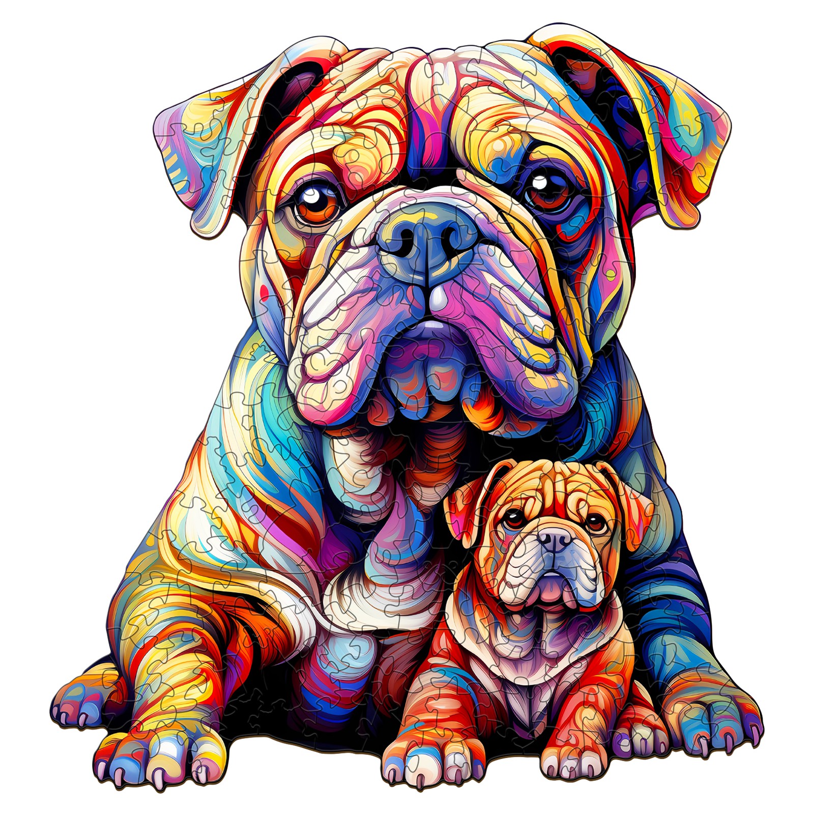 Puzzle en bois – Famille Bouledogue 2 66e07376186ab