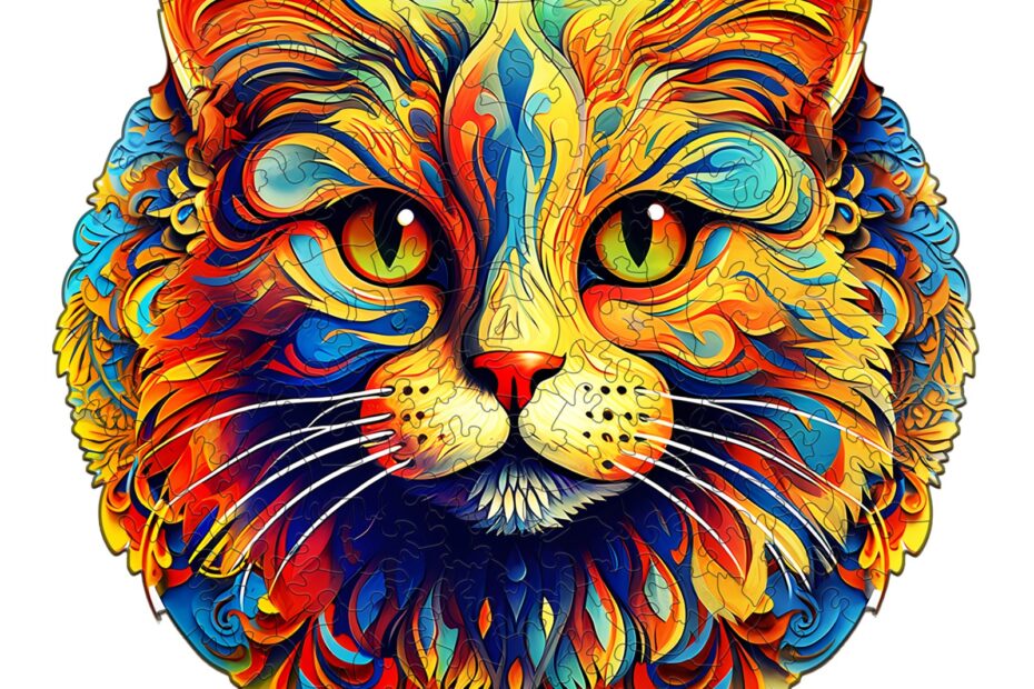 Puzzle en bois – Chat coloré 66de5129a4afc