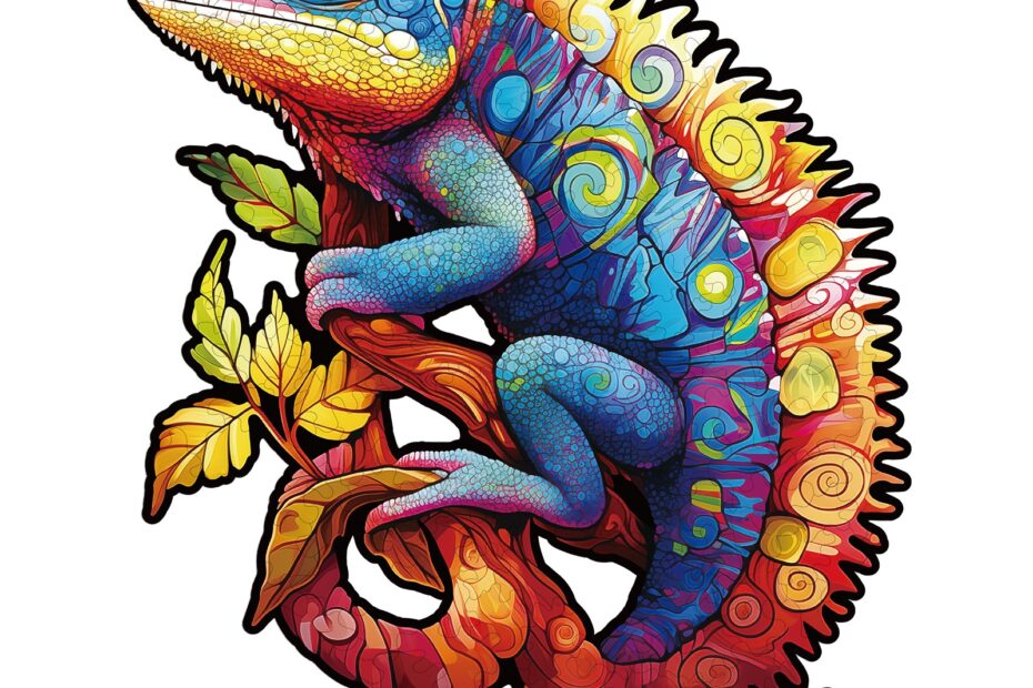 Puzzle en bois – Caméléon coloré 66ddfe4d2ef69
