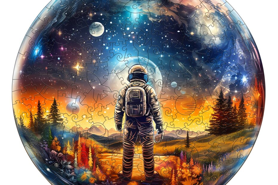 Puzzle en bois – Astronaute boule de cristal 66e13748887e0