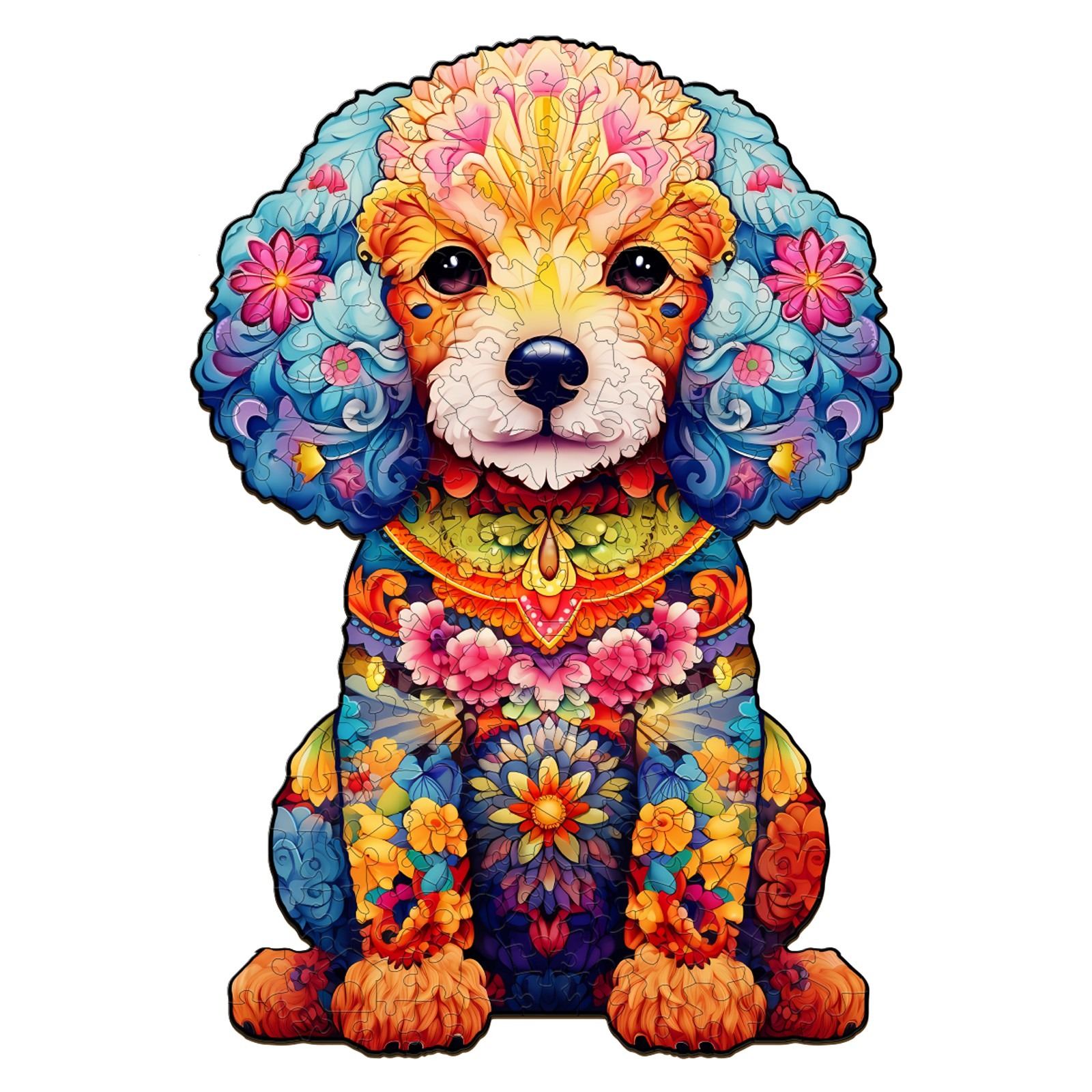 Puzzle en bois-caniche mignon 66ea479680ec4