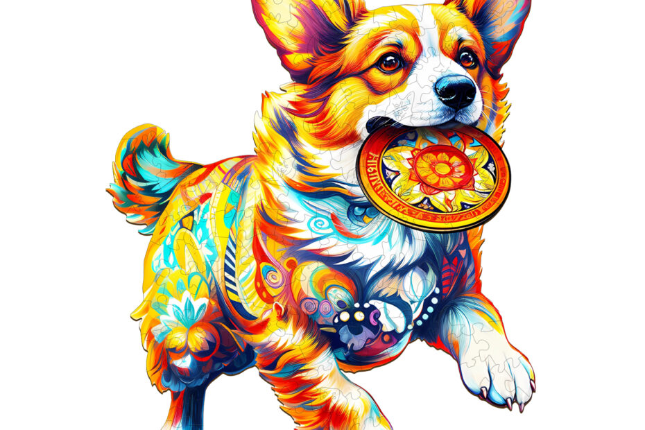 Puzzle en bois – Chien jouant avec des jouets 66de3c58a0ea1