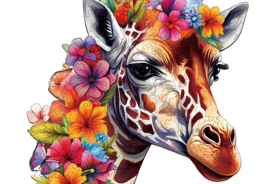 Puzzle en bois – Fleurs et girafes 66e1a8d3ec0e0