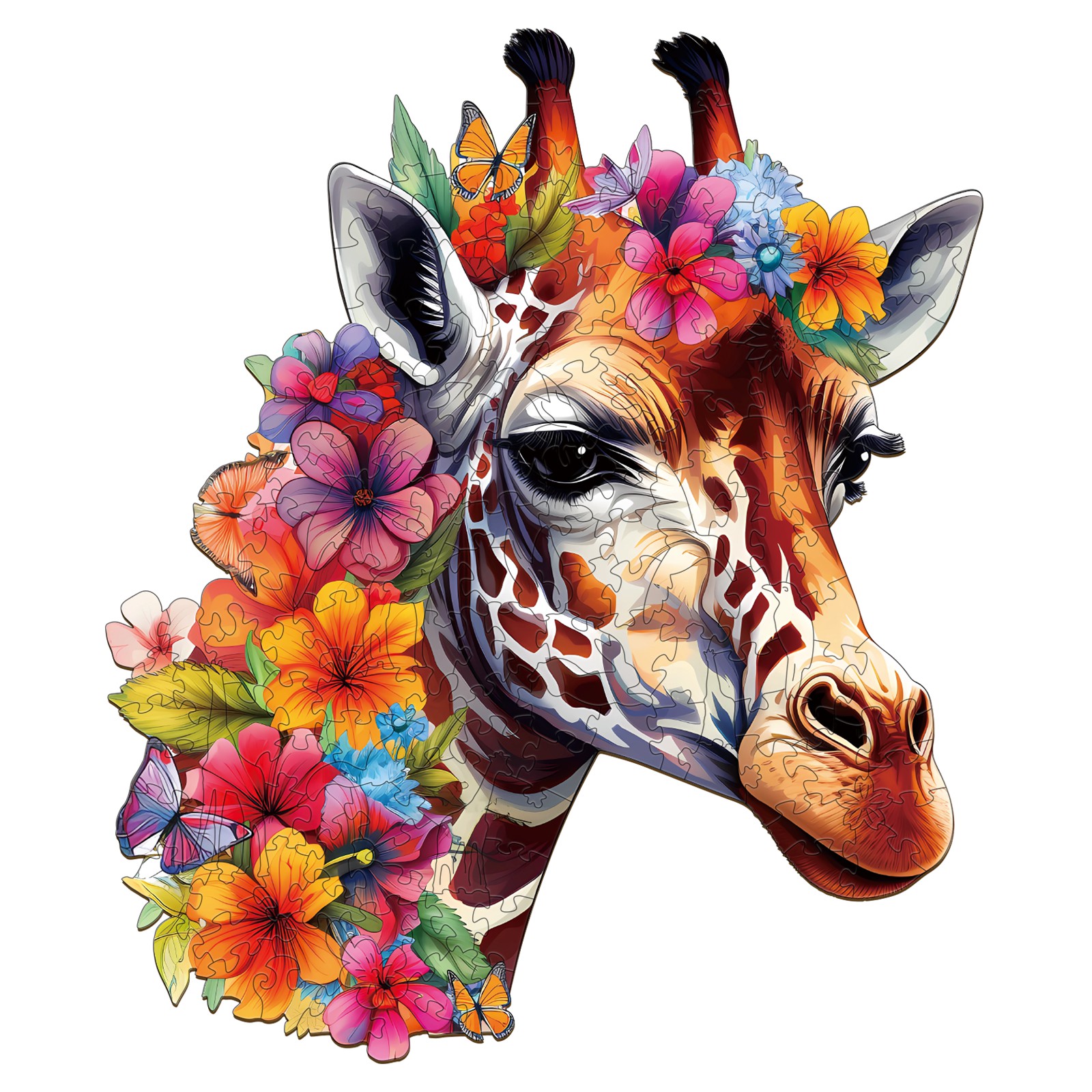 Puzzle en bois – Fleurs et girafes 66d46e3375633