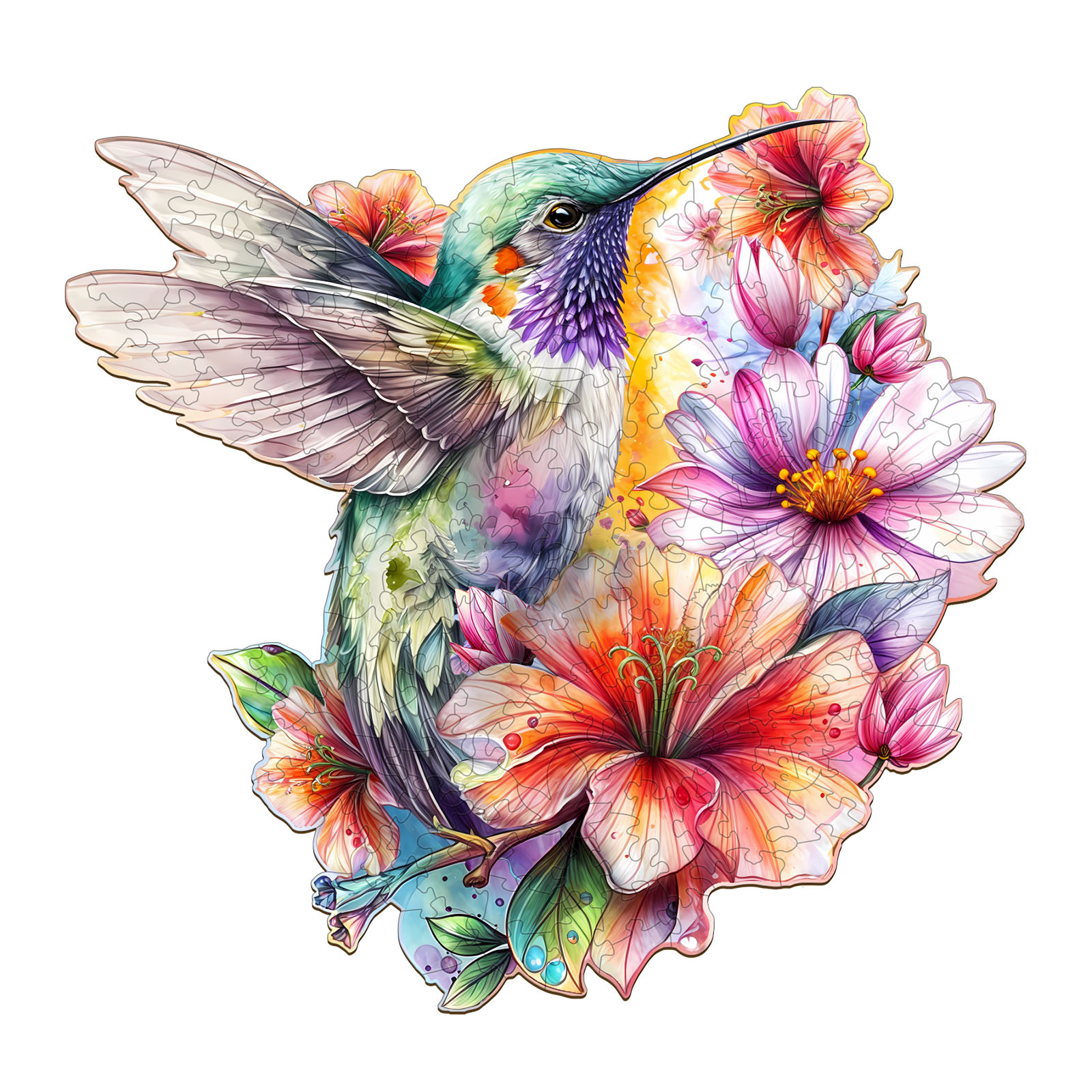 Puzzle en bois – Colibris en fleurs 66e3642eec01f