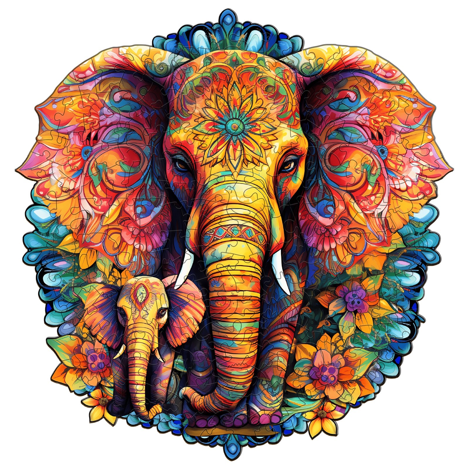 Puzzle en bois – Famille d’éléphants Mandala 66e4ae2f800c1