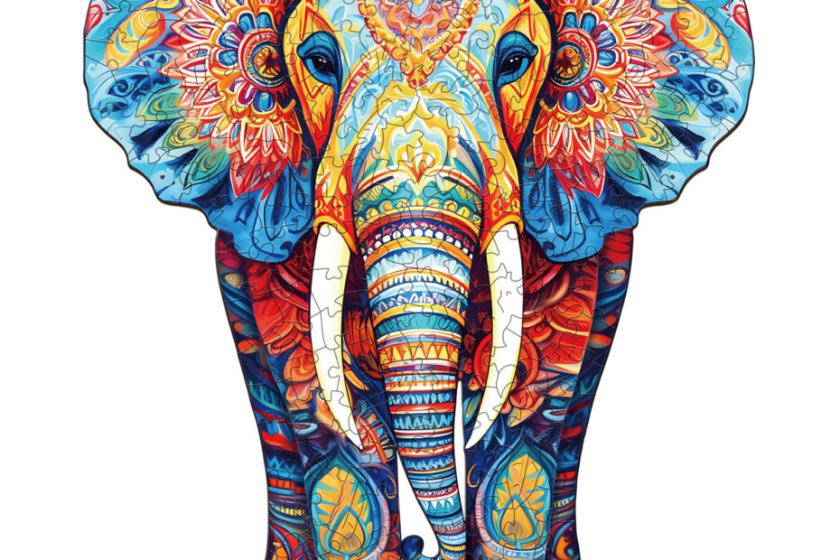 Puzzle en bois – Éléphant orange 66e0546890019