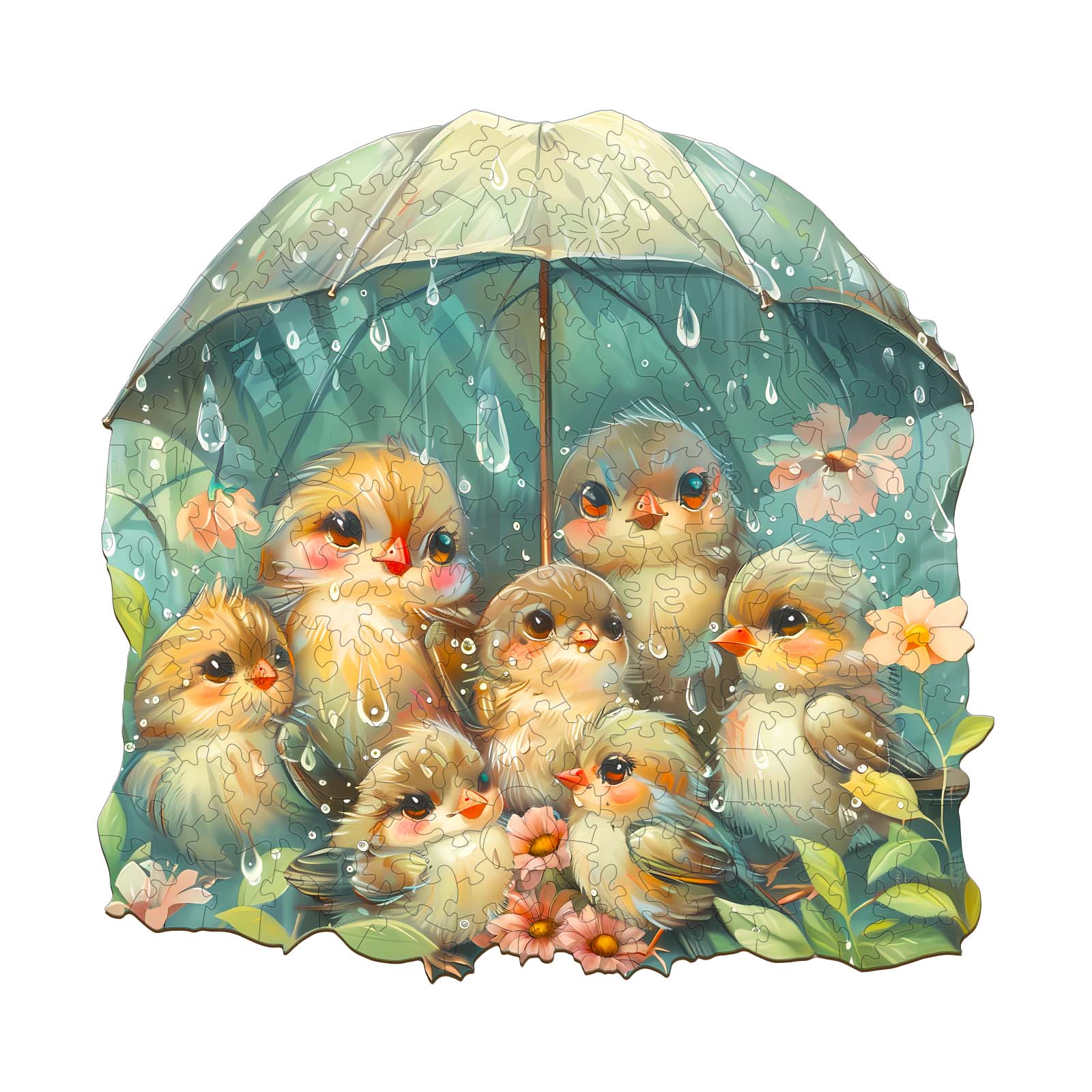 Puzzle en bois – Oiseaux tenant un parapluie 66e359f1abf18