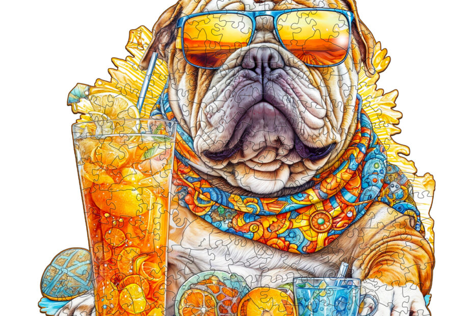 Puzzle en bois – Bouledogue d’été 66e43cb819d48