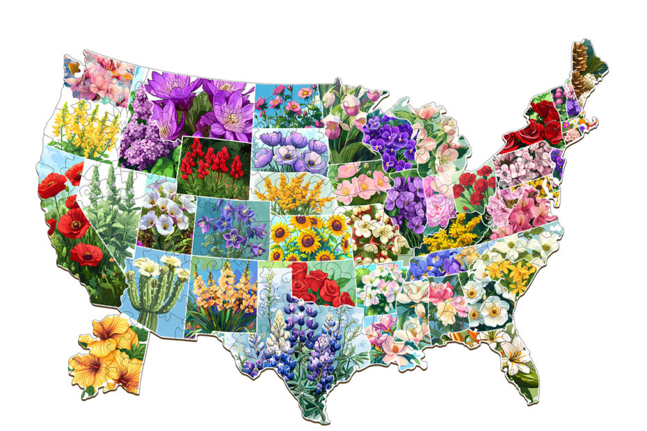 Puzzle en bois – Fleurs de l’État des États-Unis 66e591186b8fa