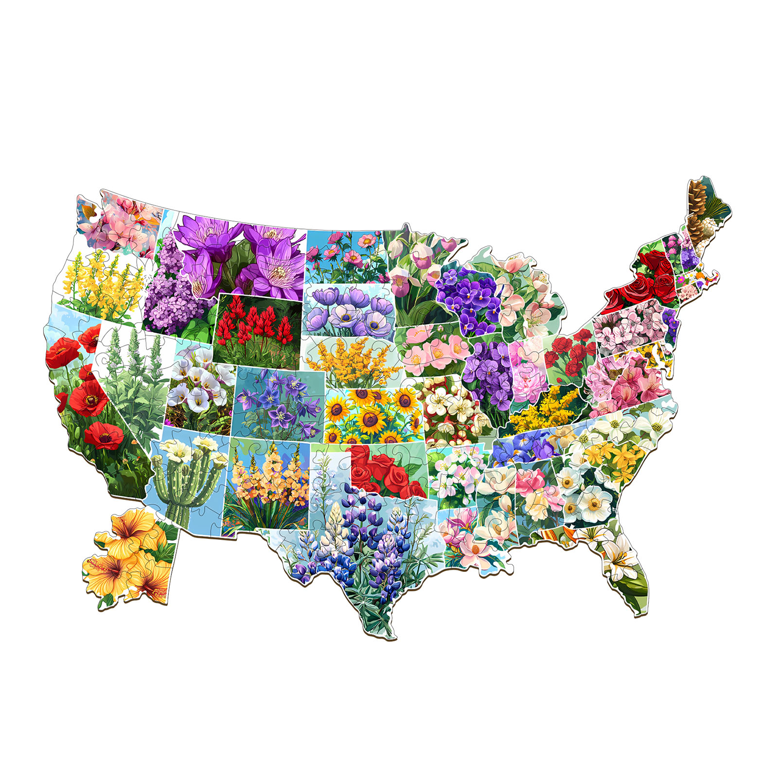 Puzzle en bois – Fleurs de l’État des États-Unis 66e591186b8fa