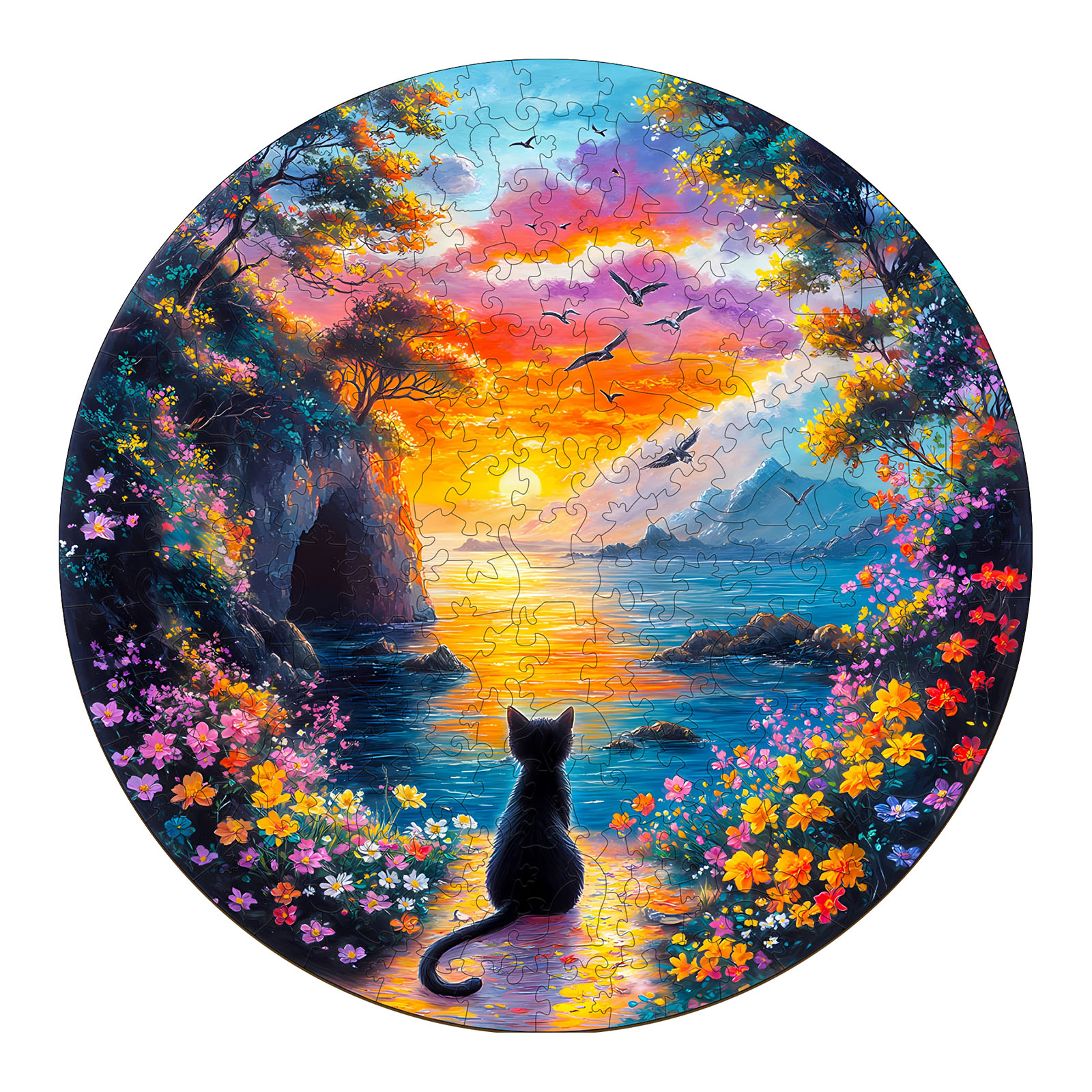 Puzzle en bois – Chaton au coucher du soleil 66ee63a39bff7