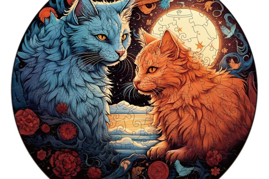 Puzzle en bois-YIN YANG CAT-1 66de320261c73