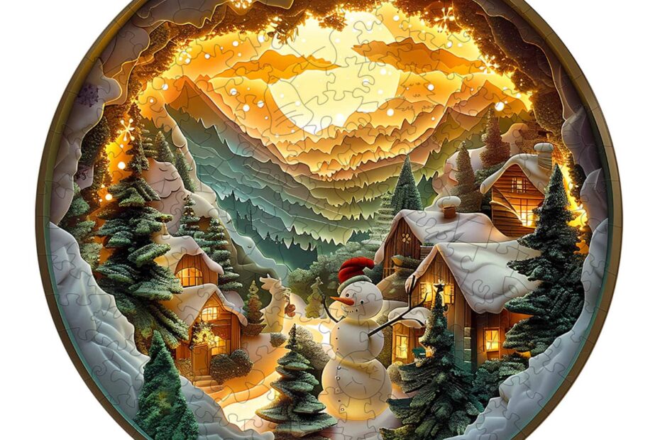 Puzzle en bois – Village de Noël 3D