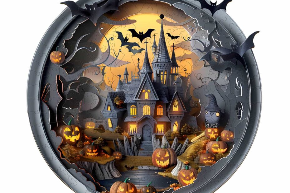 3D Château d’Halloween 3 Puzzle en bois