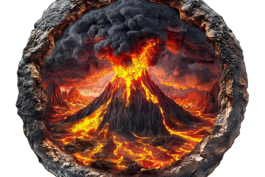 Puzzle en bois – Éruption volcanique 3D