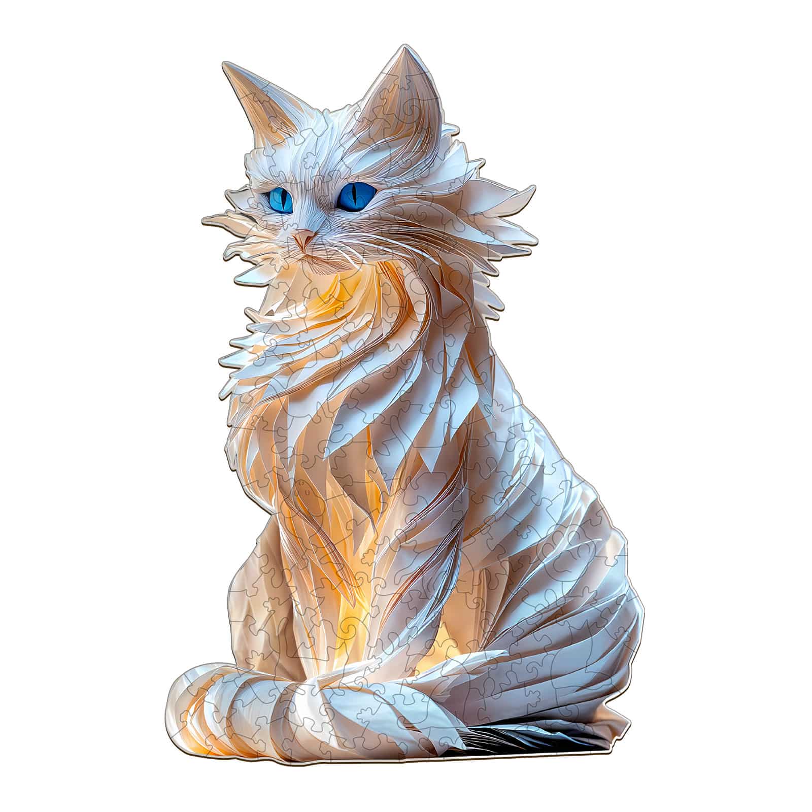 Puzzle en bois – Chat blanc enchanteur