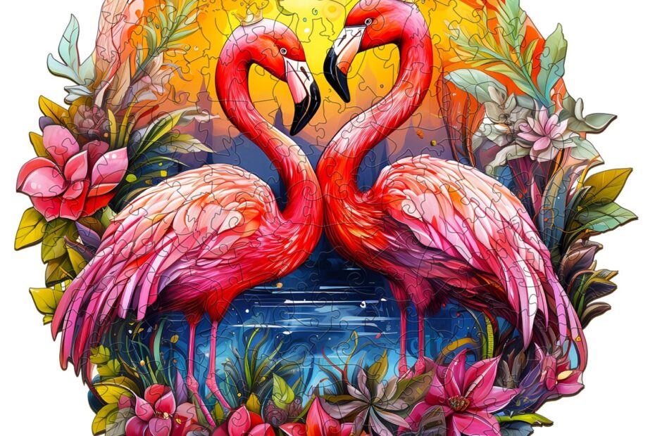 Holzpuzzle – Gekrönter Flamingo