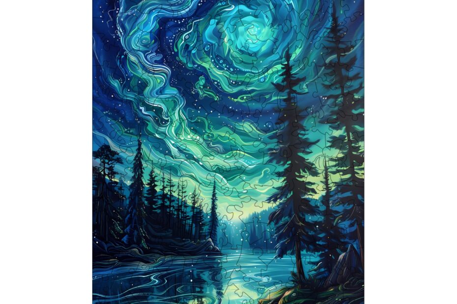 Wooden Jigsaw Puzzle-Night Aurora 2