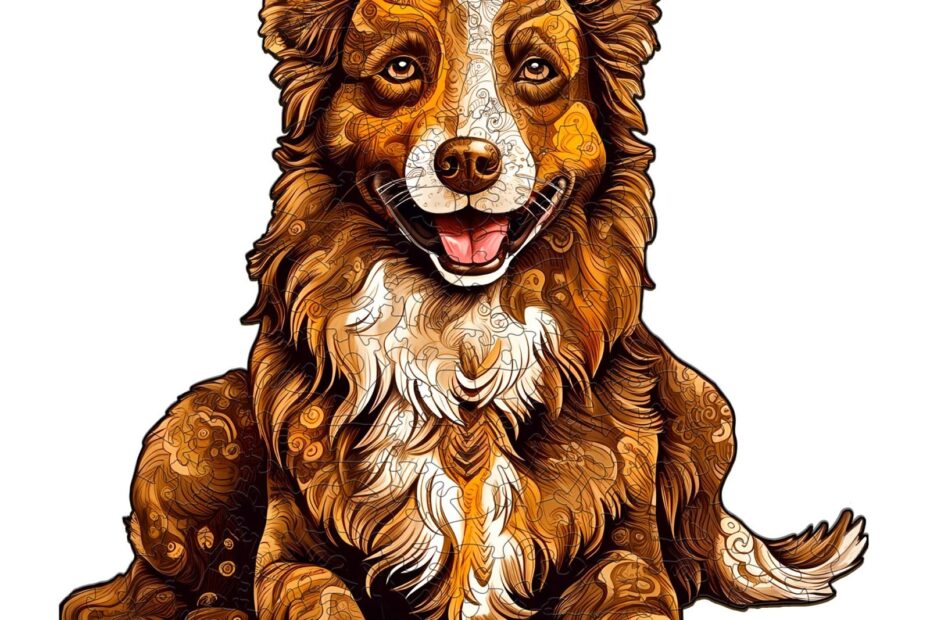 Lesena sestavljanka – pametna border collie