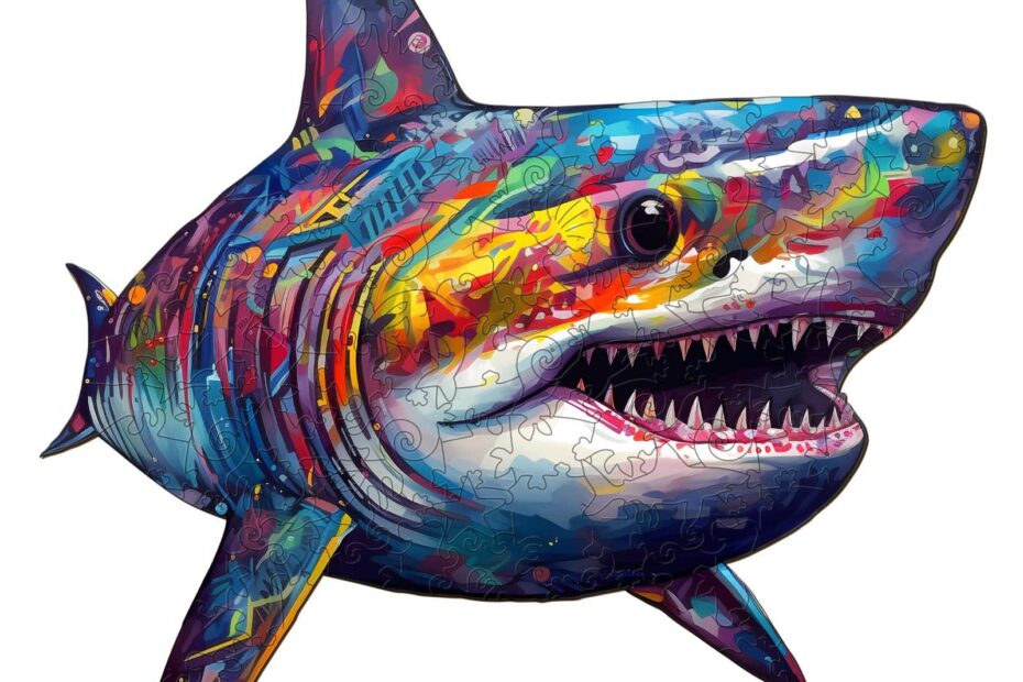 Puzzle di legno – Squalo colorato