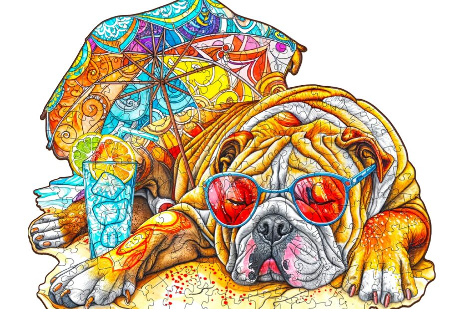 Wooden Jigsaw Puzzle-Summer Bulldog 2