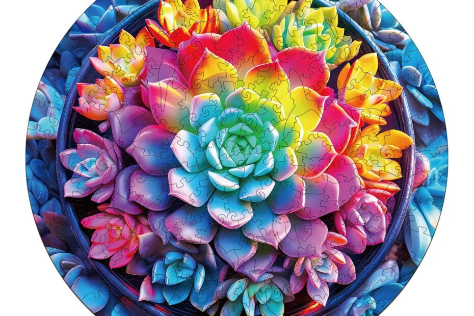 Puzzle in legno – Piante succulente 3D