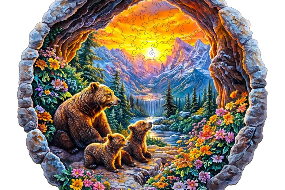 Rompecabezas de madera – una conmovedora familia de osos