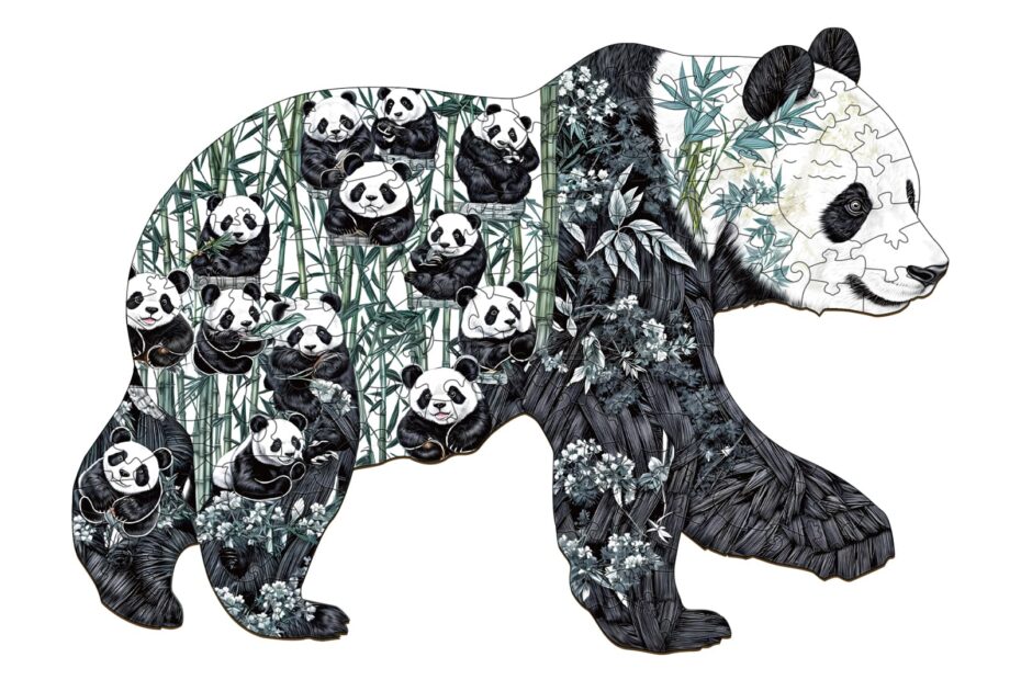 Wooden Jigsaw Puzzle – panda silhouette