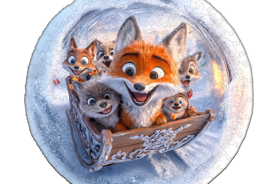 Puzzle en bois – Renard en traîneau
